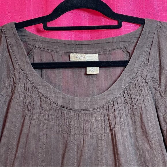 DAYTRIP BROWN BOHO SCOOP NECK BLOUSE SIZE M - Picture 7 of 13
